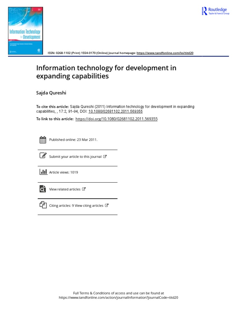 Information Technology For Development in Expanding Capabilities | PDF ...