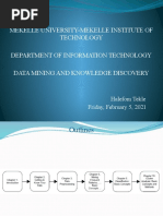 Mekelle University-Mekelle Institute of Technology Department of Information Technology Data Mining and Knowledge Discovery
