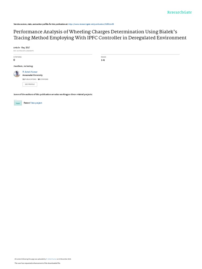 Performance Analysis of Wheeling Charges Determina PDF Electric Power Transmission Monopoly