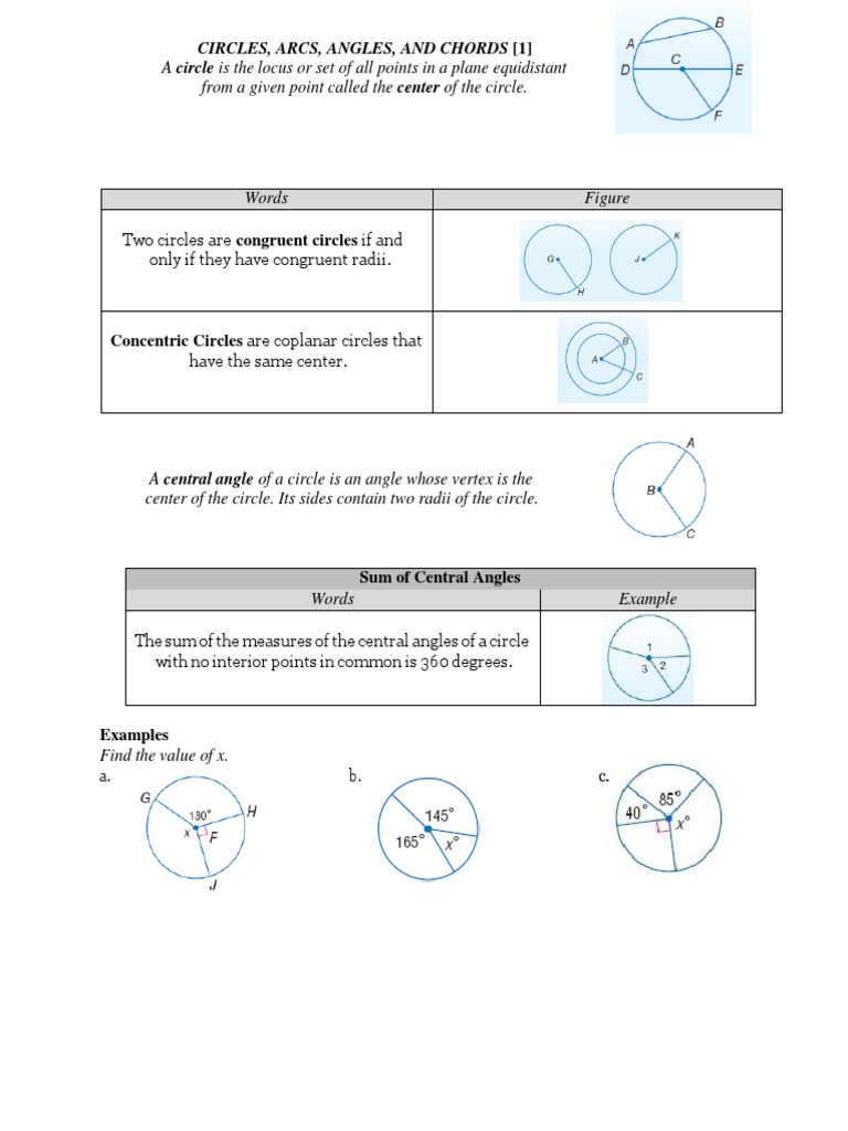 Understanding Circles, Arcs, and Angles | PDF | Circle | Angle