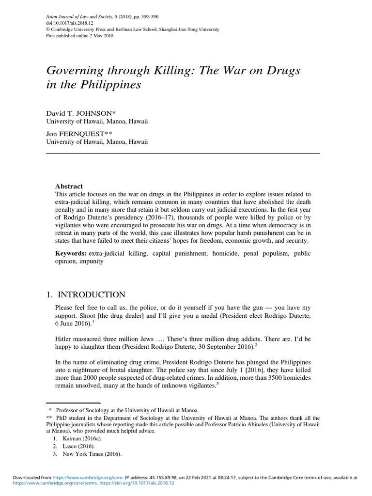 Governing Through Killing: The War On Drugs in The Philippines | PDF ...