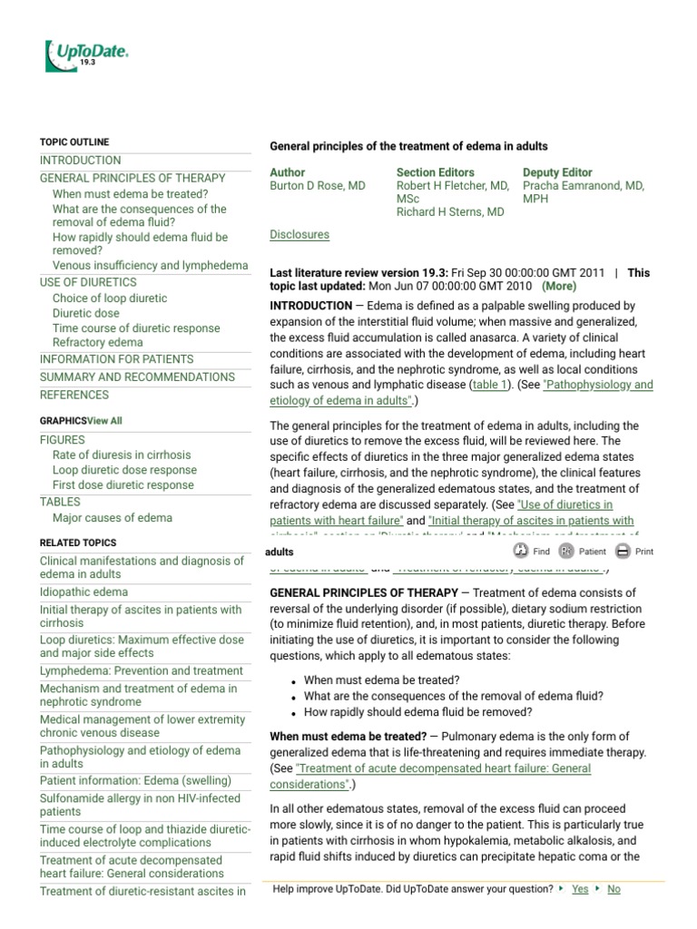Treatment Principles for Edema in Adults | PDF | Edema | Heart Failure