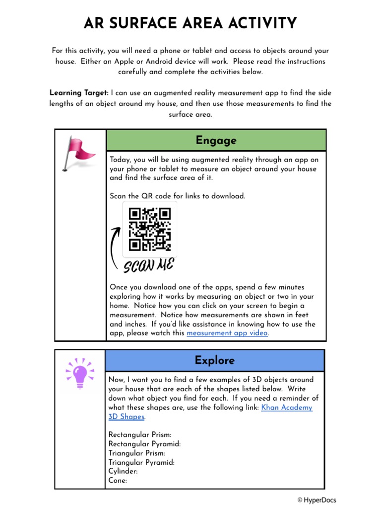 Surface Area Review Activity PDF