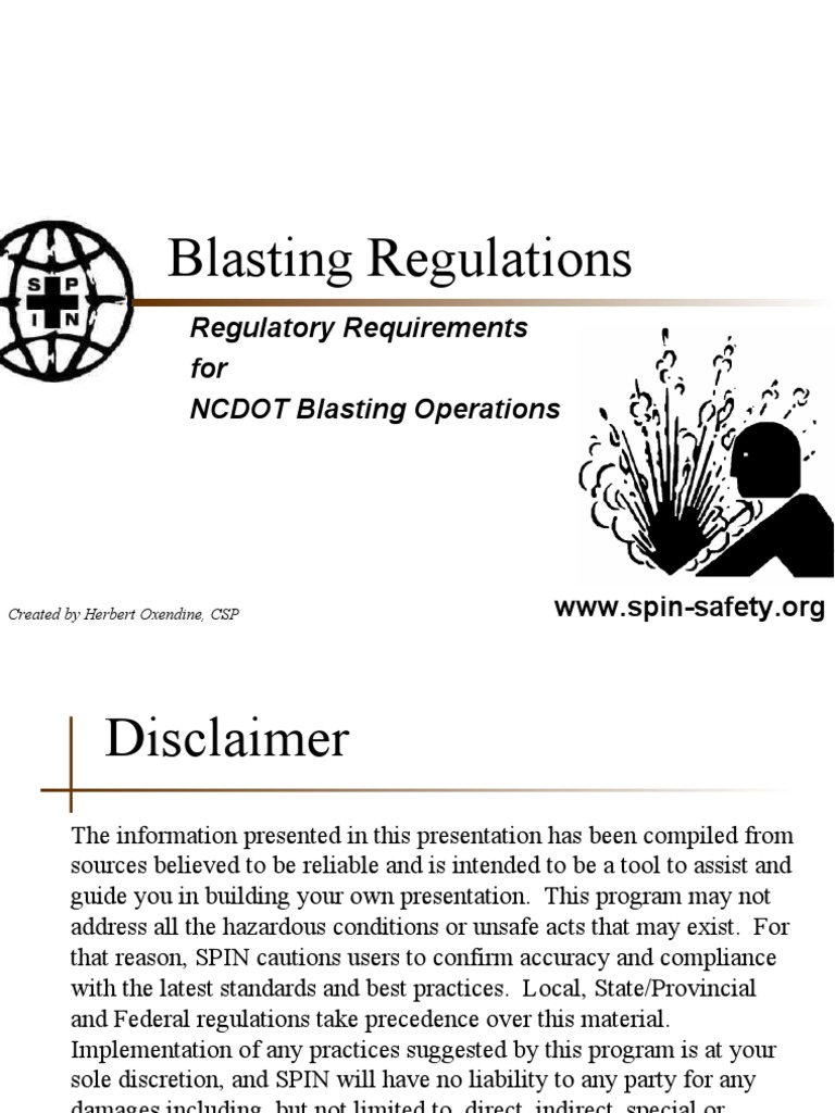 Blasting Regulations Regulatory Requirements For NCDOT Blasting Operations PDF