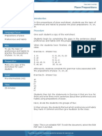 Place Prepositions Worksheet