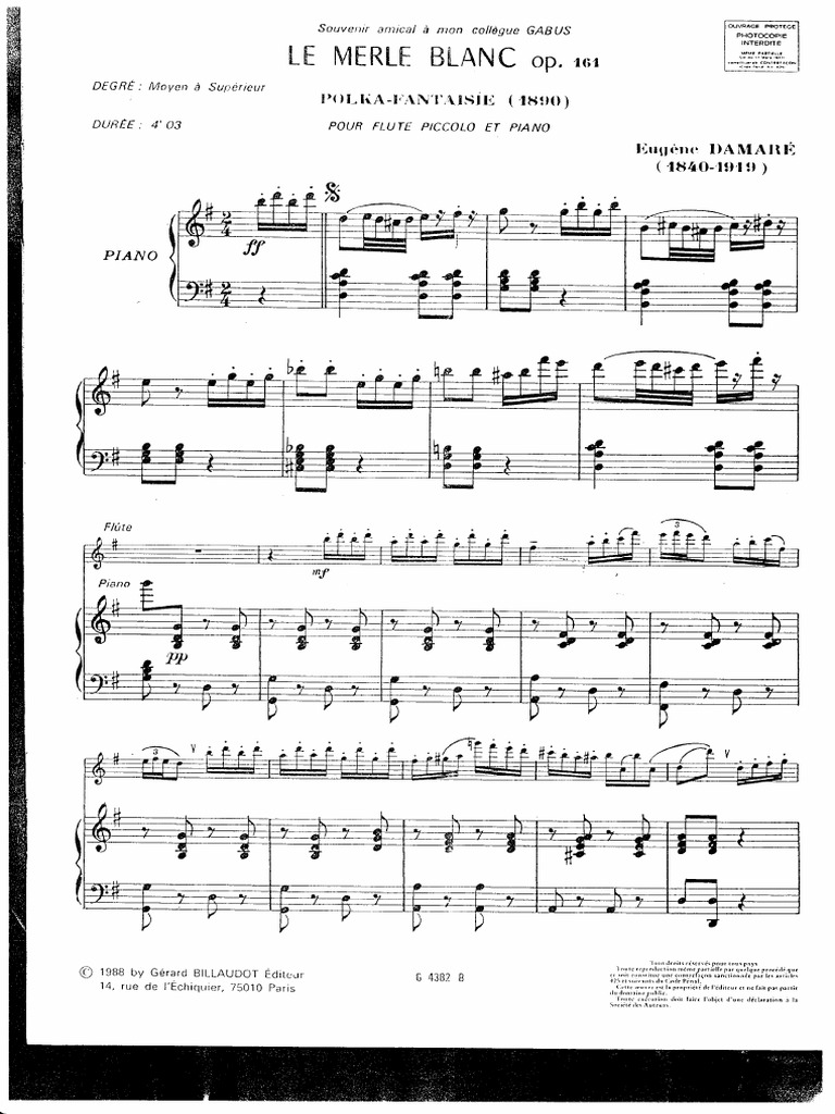 DamaréLe Merle Blanc Pno PDF
