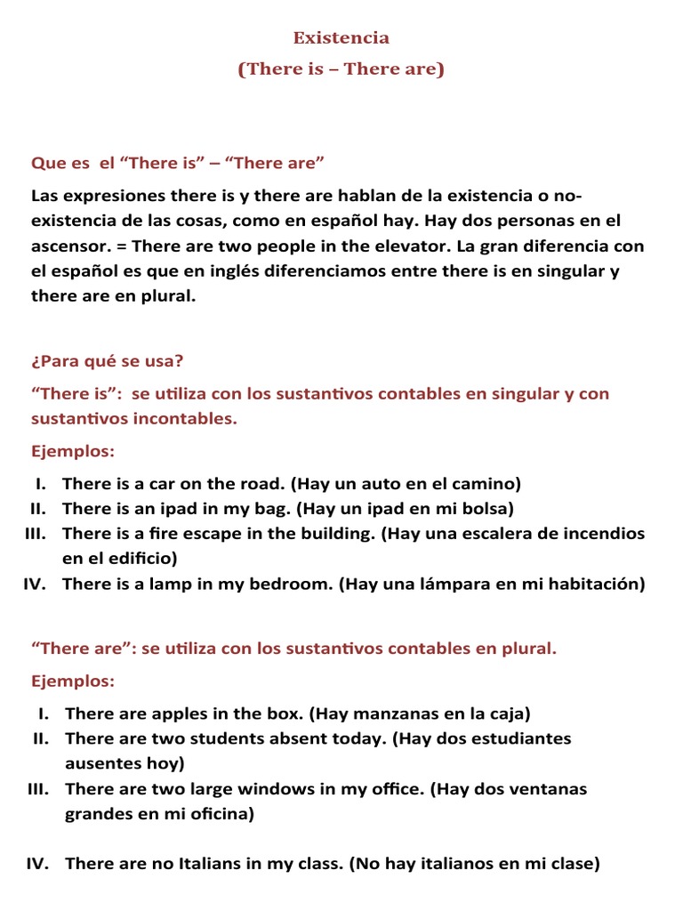 Existencia (There Is - There Are) | PDF