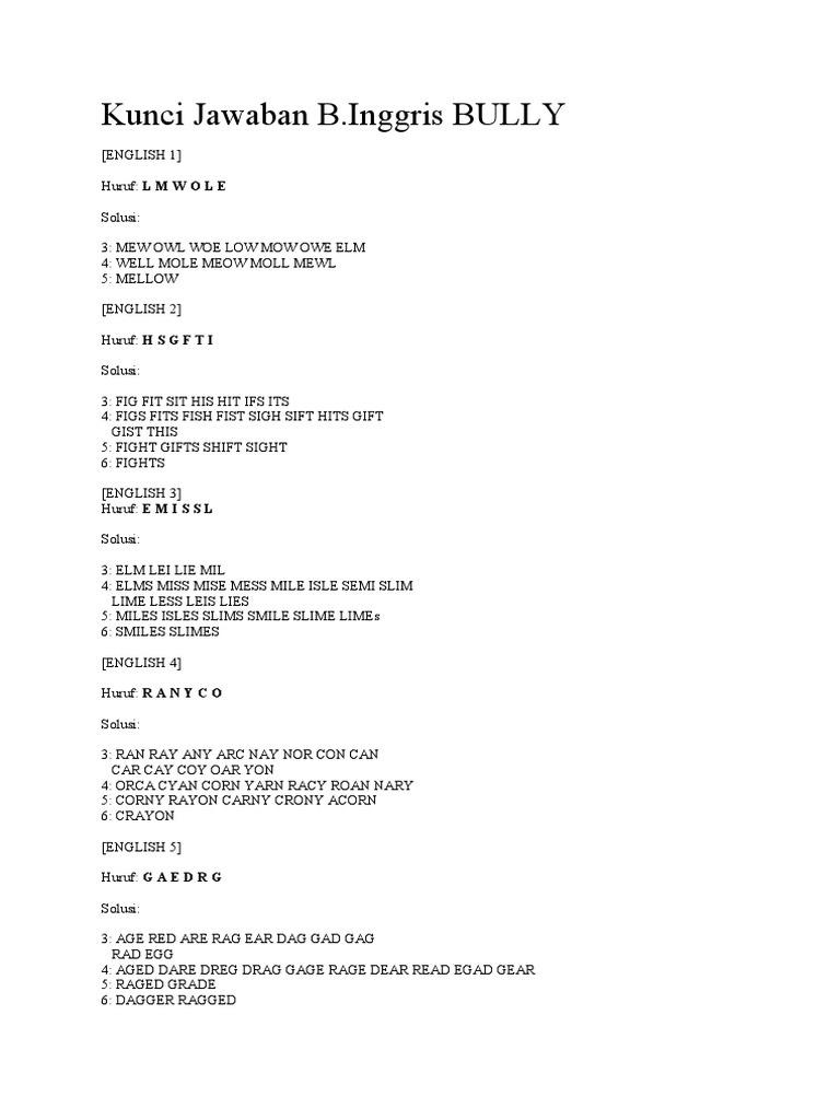 ★ Download kunci jawaban bully inggris 1 images