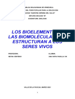 Biologia Trabajo de Los Bioelementos y Biomoleculas
