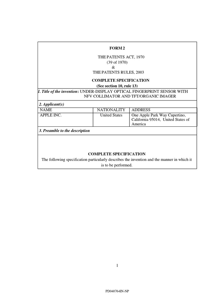 UnderDisplay Optical Fingerprint Sensor With NFV Collimator and