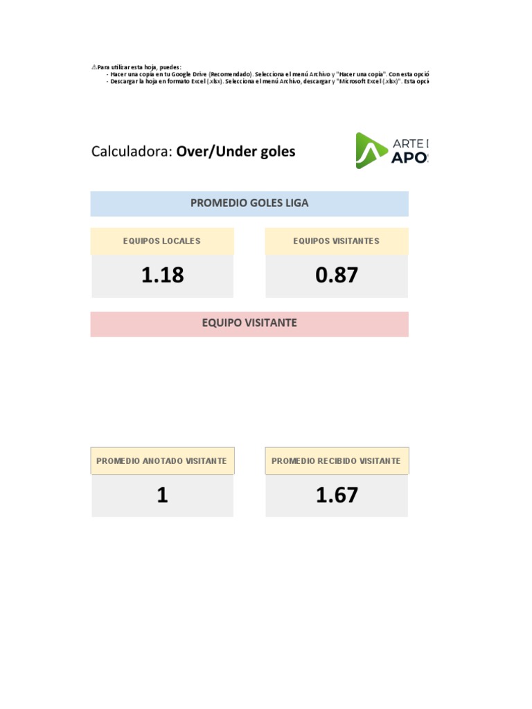 Calculadora Over/Under de Goles | PDF