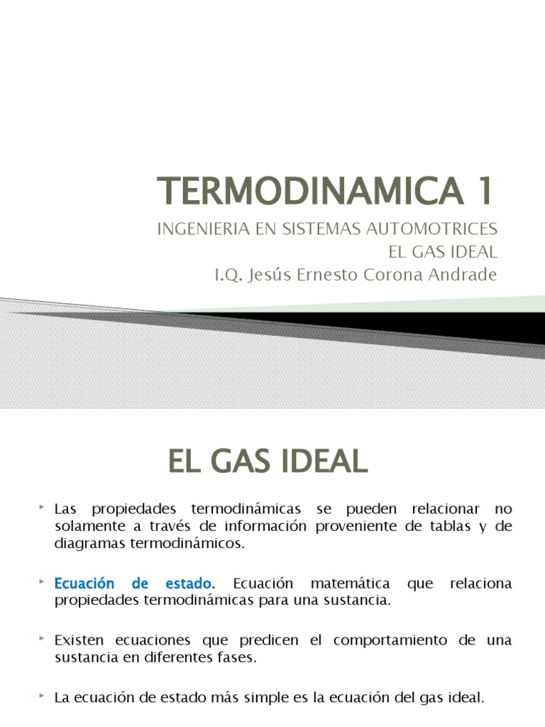 Ecuación del Gas Ideal en Termodinámica | PDF | Gases | Entalpía