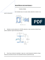 3-LISTA DE EXERCÍCIOS - Tensões Na Flexão