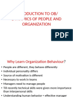 Introduction To Ob/ Dynamics of People and Organization