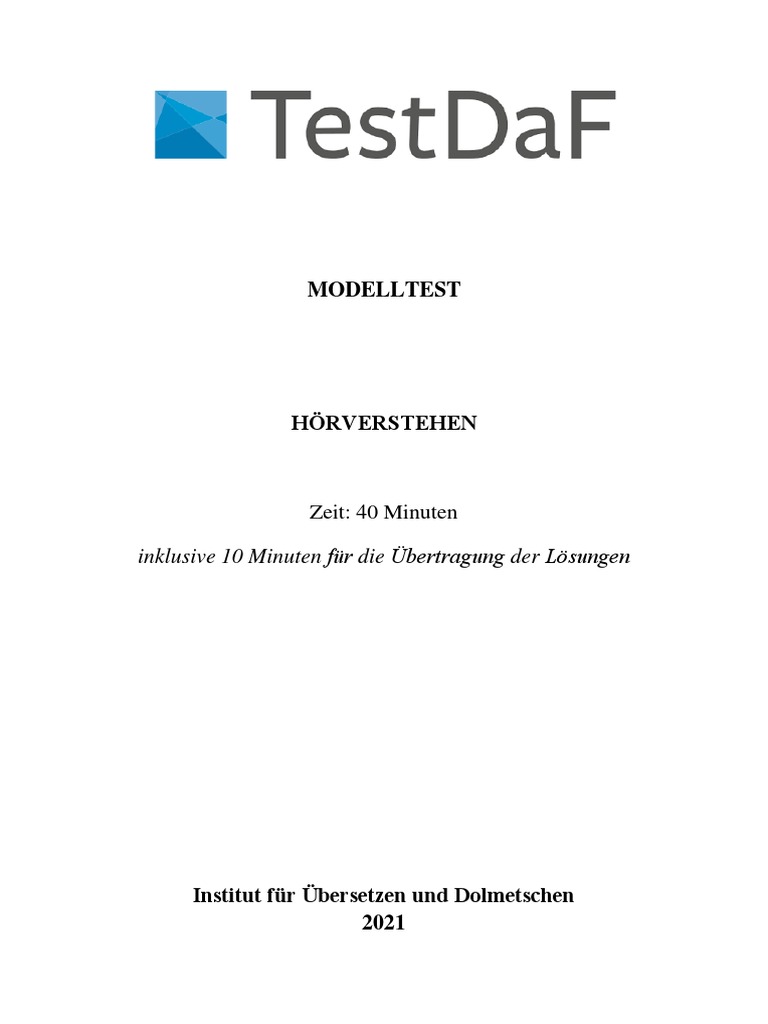 TestDaf - Modelltest (2021) | PDF