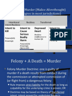 Common Law Murder (Malice Aforethought) (Second Degree in Most Jurisdictions)