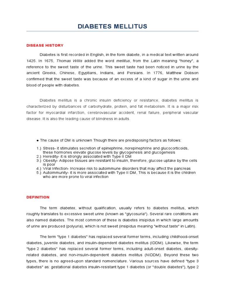 case study of diabetes mellitus