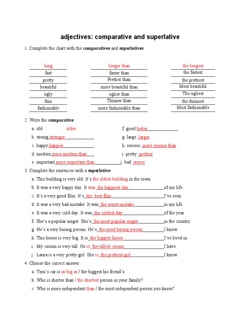 Comparative and Superlative Adjectives Guide | PDF | Fashion | Linguistics