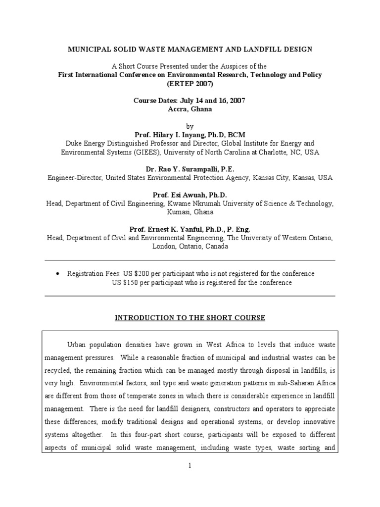 IRC Landfill Management Course Details | PDF | Landfill | Waste Management