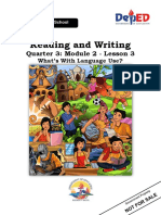 Reading and Writing: Quarter 3: Module 2 - Lesson 3