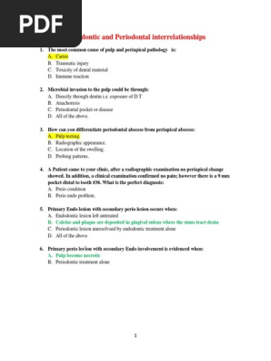 2020 Mcqs Endodontic and Periodontal Interrelationships