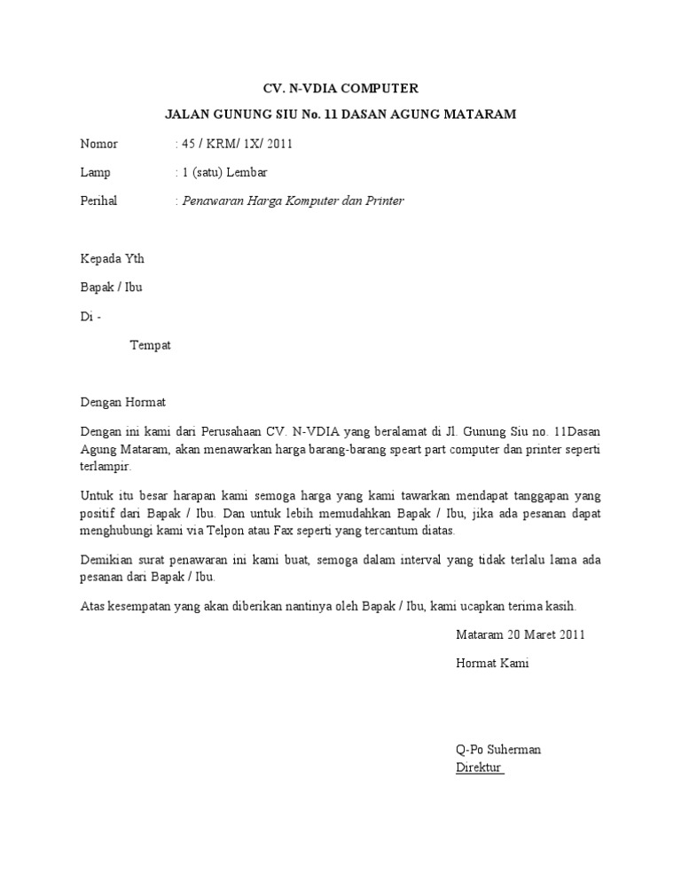 Proposal Penawaran Barang