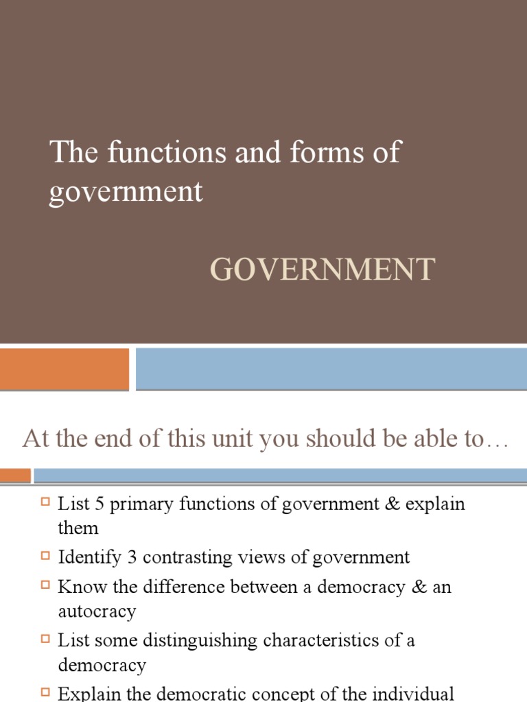 The Functions and Forms of Government PDF Democracy Political