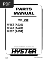 Hyster W65Z (A229) W60Z (A231) W80Z (A234) Walkie Forklift Parts Manual