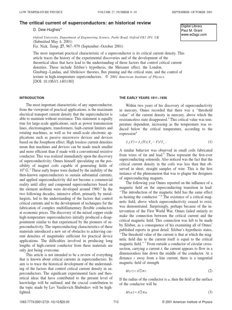 DewHughes LTP27 JC History | PDF | Superconductivity | Electrical ...