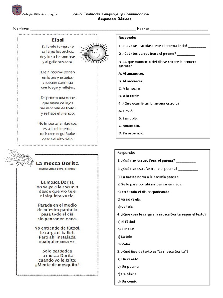 Guía Evaluada: Poemas Segundo Básico | PDF | Poesía