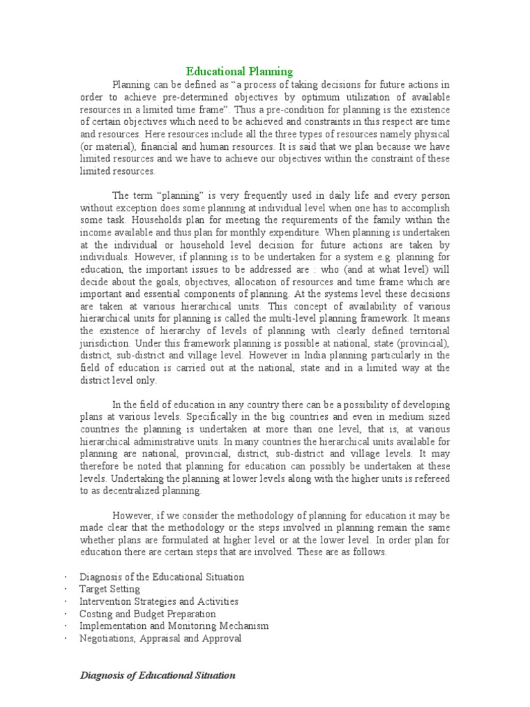 Educational Planning PDF Resource Cognition