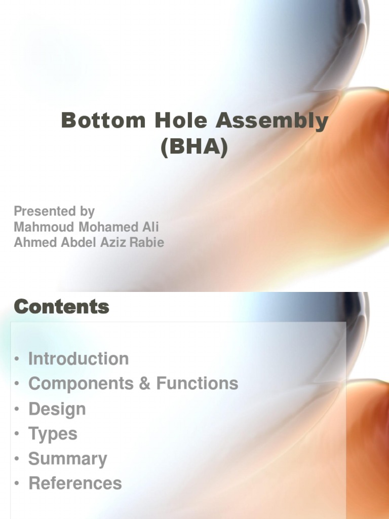 BHA Components & Design for Wellbore Stabilization | PDF | Drilling ...