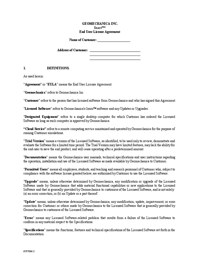 Irazu Eula Agreement Pdf Proprietary Software License