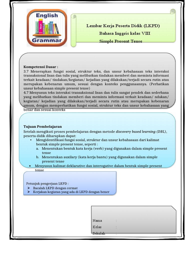 Lkpd Simple Present Tense Pdf