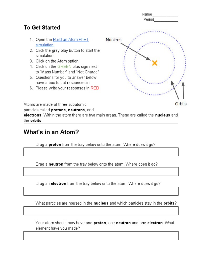 Build An Atom Phet Worksheet  PDF  Atoms  Proton With Phet Build An Atom Worksheet