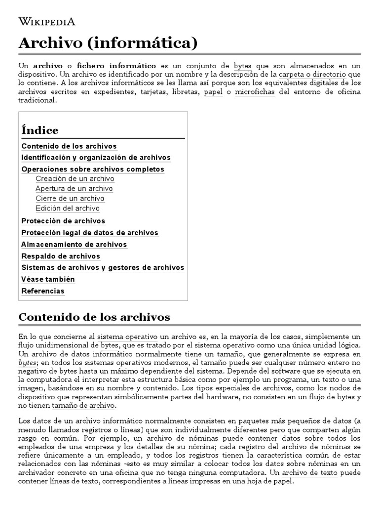 Archivo (Informática) - Wikipedia, La Enciclopedia Libre | PDF ...
