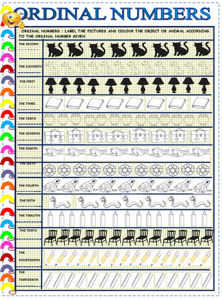 Ordinal Numbers Coloring Activity | PDF