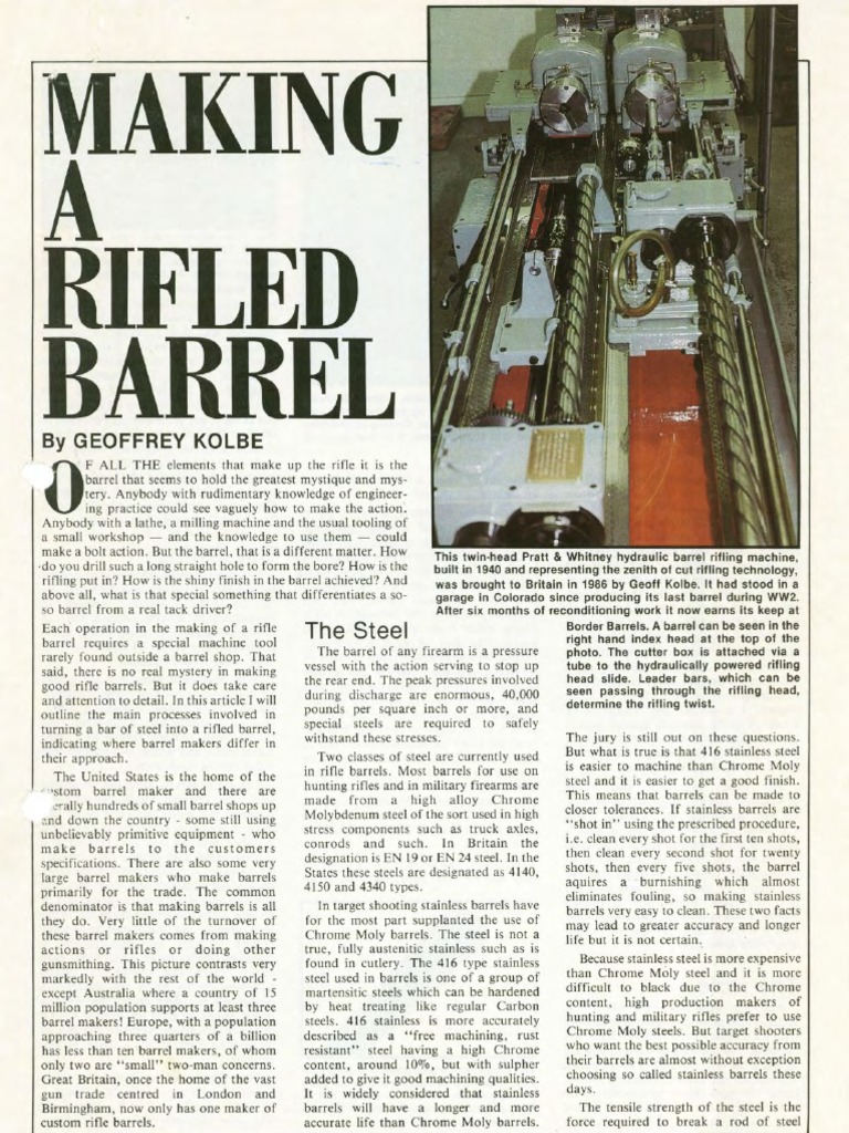 THE MAKING OF A RIFLED BARREL - Target Gun - Kolbe | PDF | Business
