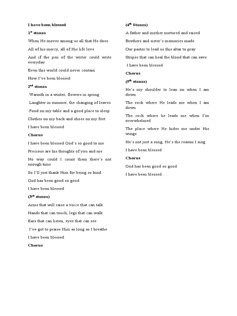 I Have Been Blessed | PDF