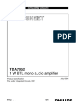 Integrated Circuits Data Sheet for 1 W BTL Mono Audio Amplifier TDA7052