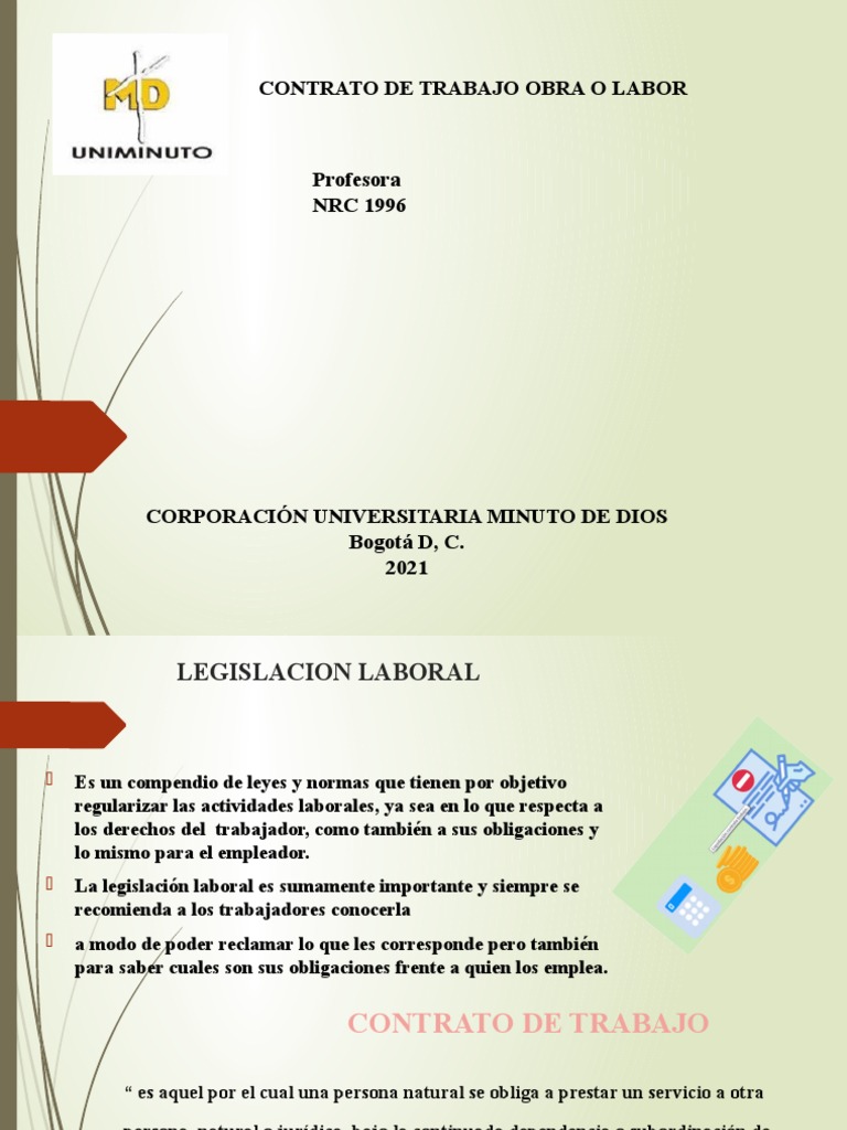 ACT. 2 LEGISLACIÒN Contrato de Trabajo | PDF | Derecho laboral | Justicia