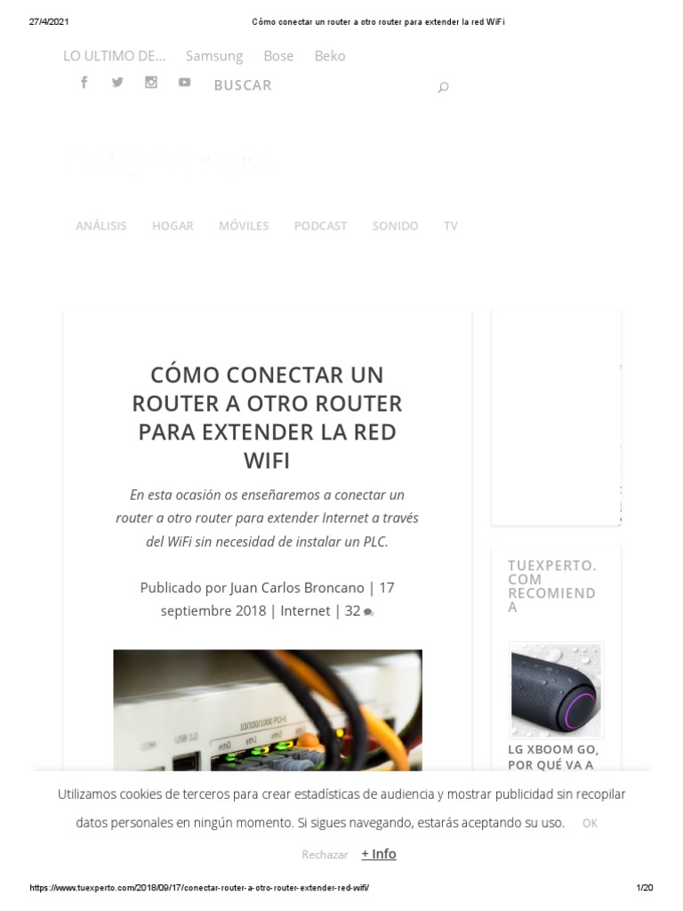 Cómo Conectar Un Router A Otro Router para Extender La Red WiFi | PDF ...