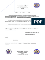 Certification: Republic of The Philippines