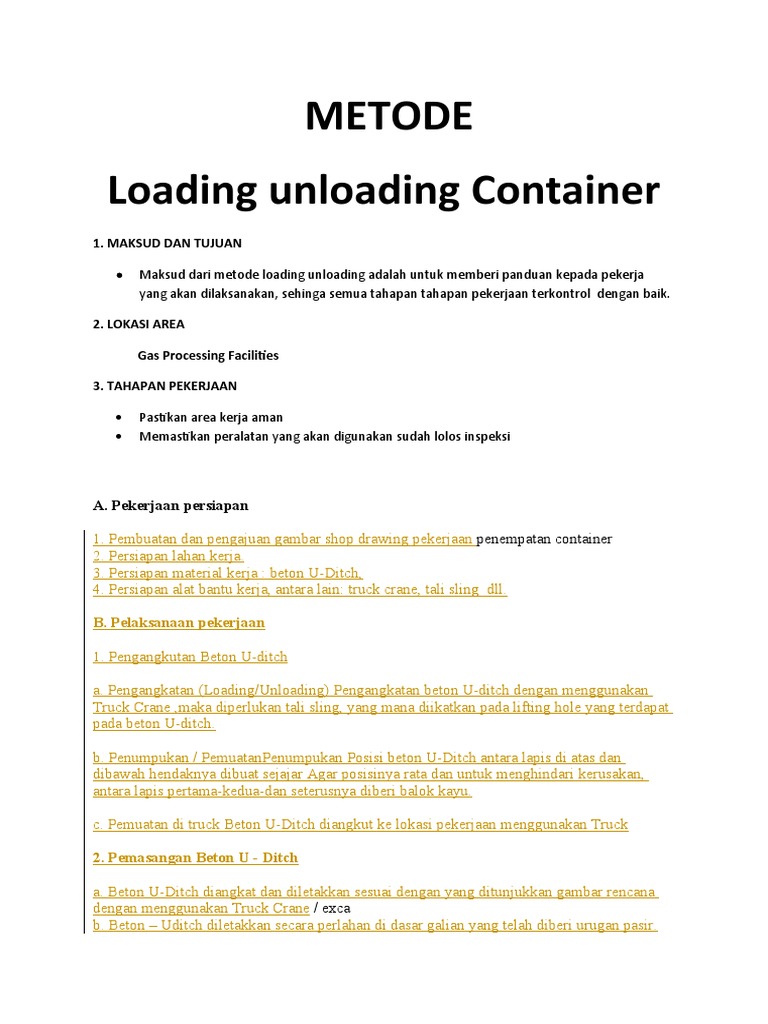 Metode Loading Unloading Container | PDF