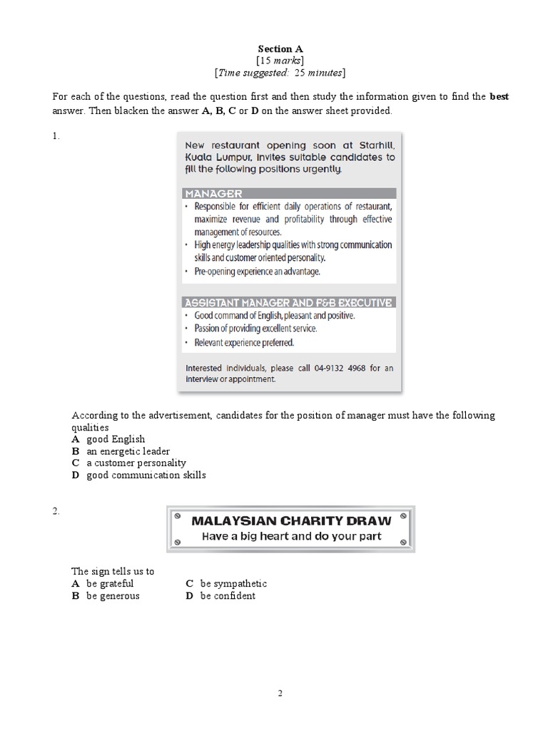 Soalan Spm Bahasa Inggeris Kertas 2 Pdf
