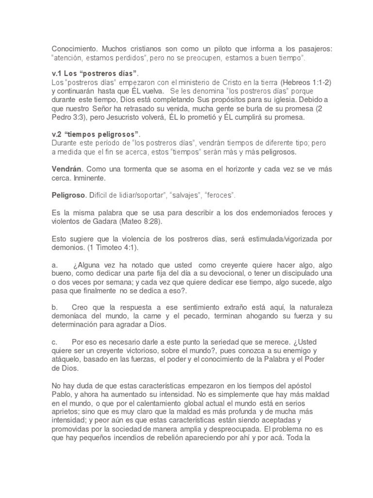 Estudio 2 Timoteo 3 1 5 PDF Demonios Judios