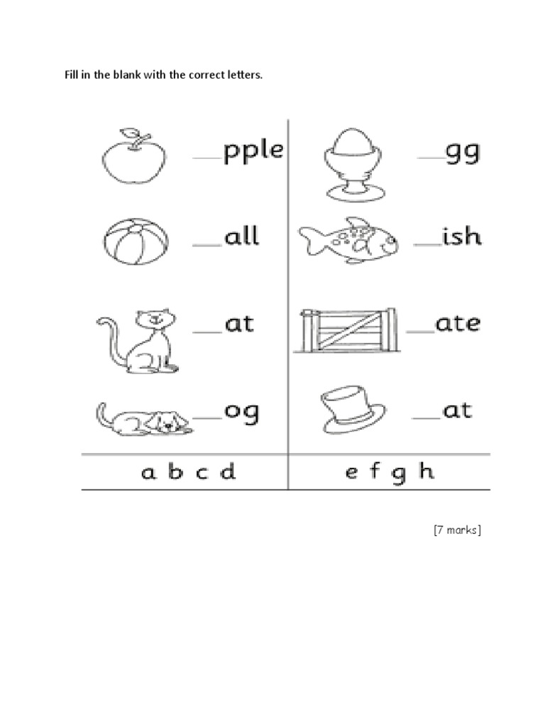 Fill in The Blank With The Correct Letters | PDF