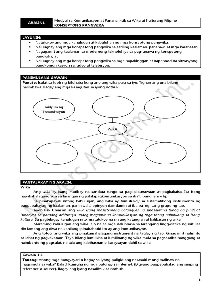 Filipino SHS Quarter 1 | PDF