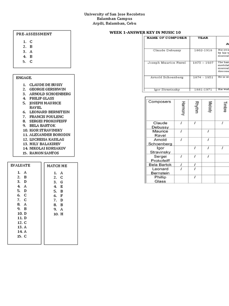 Answer Key Music | PDF