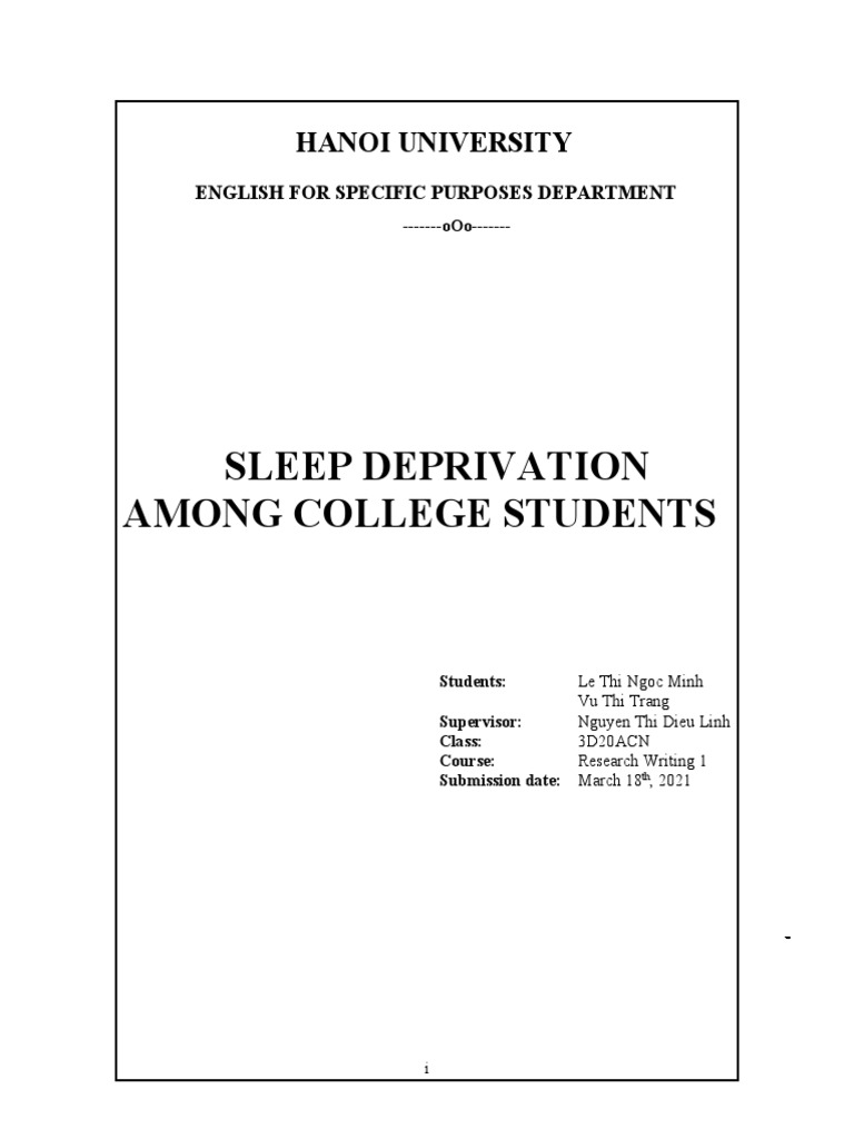 Sleep Deprivation in College Students | PDF | Science & Mathematics ...